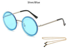 Load image into Gallery viewer, Metal Classic Vintage Round Sunglasses Luxury Brand Designer Sun Glasses With Chain Unique elegance Womens Shades lunette