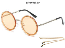 Load image into Gallery viewer, Metal Classic Vintage Round Sunglasses Luxury Brand Designer Sun Glasses With Chain Unique elegance Womens Shades lunette