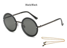 Load image into Gallery viewer, Metal Classic Vintage Round Sunglasses Luxury Brand Designer Sun Glasses With Chain Unique elegance Womens Shades lunette