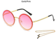 Load image into Gallery viewer, Metal Classic Vintage Round Sunglasses Luxury Brand Designer Sun Glasses With Chain Unique elegance Womens Shades lunette