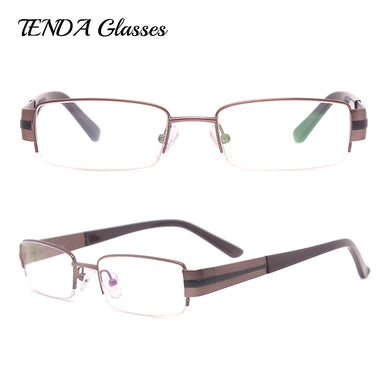 Metal Eyeglass Frames Half Rim Rectangle Spectacles Men Classic Prescription Glasses For Myopia & Reading