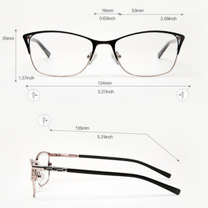Metal Eyeglasses Frame Women Cat Eye Glasse Clear Vintage Transparent Prescription Myopia Woman Glasses Optical Frames#TWM7554C3
