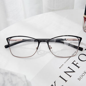 Metal Eyeglasses Frame Women Cat Eye Glasse Clear Vintage Transparent Prescription Myopia Woman Glasses Optical Frames#TWM7554C3