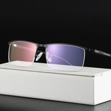 Metal Frame Glasses Browline Frame  Half Rim Spectacles Men Business Style  with Spring Hinges