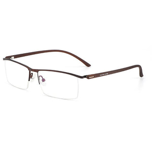Metal Frame Glasses Browline Frame  Half Rim Spectacles Men Business Style  with Spring Hinges