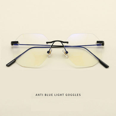 Metal Frame Glasses Rimless Eyewear Unisex Anti Blue Ray and Optical Eye Glasses  Spring Hinges Selling