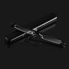 Load image into Gallery viewer, Metal Frame Spring Hinge Readers Eyeglasses with Portable Pen Clip Case Mini Reading Glasses Blue Light Blocking