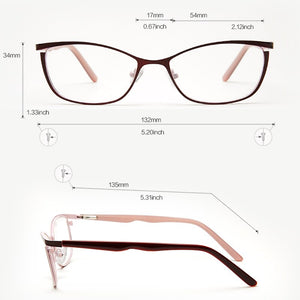 Metal Glasses Frame Women Brand Designer Female Vintage Cat Eye Prescription Eyeglasses Pink Full Myopia Optical Frames Eye