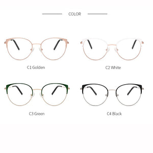 Metal Glasses Frame Women New Fashion Cat Eye Round Glasses Vintage Optical Eyewear Myopia Alloy Prescription Eyeglasses