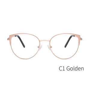 Metal Glasses Frame Women New Fashion Cat Eye Round Glasses Vintage Optical Eyewear Myopia Alloy Prescription Eyeglasses