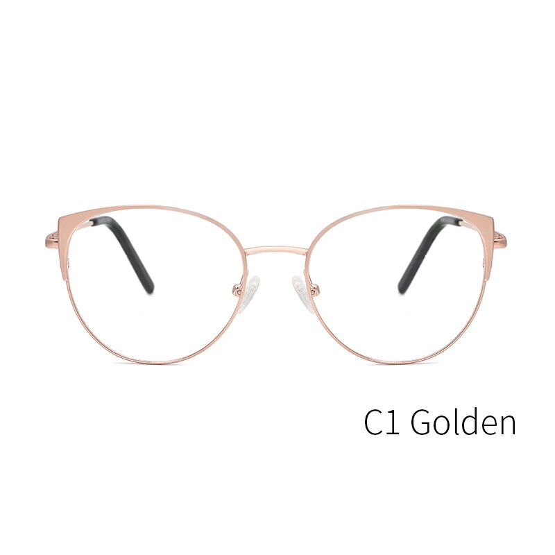 Metal Glasses Frame Women New Fashion Cat Eye Round Glasses Vintage Optical Eyewear Myopia Alloy Prescription Eyeglasses