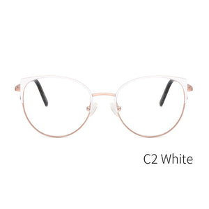 Metal Glasses Frame Women New Fashion Cat Eye Round Glasses Vintage Optical Eyewear Myopia Alloy Prescription Eyeglasses