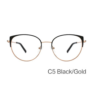 Metal Glasses Frame Women New Fashion Cat Eye Round Glasses Vintage Optical Eyewear Myopia Alloy Prescription Eyeglasses
