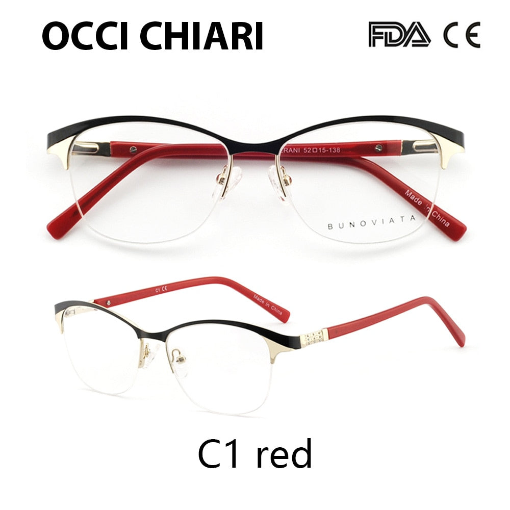 Metal Glasses Frame Women Vintage Eyeglasses Frames Prescription Eyewear Stylish Spring Hinges Optical Spectacle Eye OCCI CHIARI