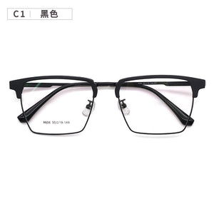 Metal Glasses Stainless Steel TR90 Splicing Frame Square Box Prescription Glasses Large Full Rim Glasses Glasses  9606