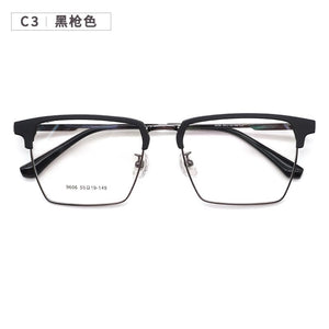 Metal Glasses Stainless Steel TR90 Splicing Frame Square Box Prescription Glasses Large Full Rim Glasses Glasses  9606