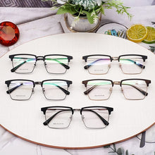 Load image into Gallery viewer, Metal Glasses Stainless Steel TR90 Splicing Frame Square Box Prescription Glasses Large Full Rim Glasses Glasses  9606