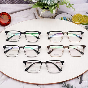 Metal Glasses Stainless Steel TR90 Splicing Frame Square Box Prescription Glasses Large Full Rim Glasses Glasses  9606