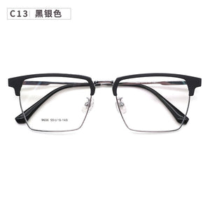 Metal Glasses Stainless Steel TR90 Splicing Frame Square Box Prescription Glasses Large Full Rim Glasses Glasses  9606