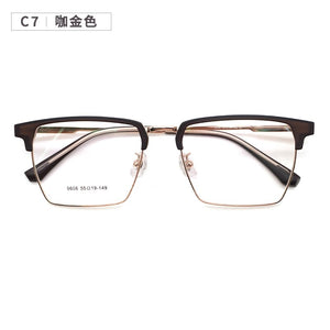 Metal Glasses Stainless Steel TR90 Splicing Frame Square Box Prescription Glasses Large Full Rim Glasses Glasses  9606