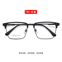 Load image into Gallery viewer, Metal Glasses Stainless Steel TR90 Splicing Frame Square Box Prescription Glasses Large Full Rim Glasses Glasses  9606