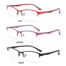 Load image into Gallery viewer, Metal Half Frame Myopia Glasses Women Men Square Optical Prescription Eyeglasses Near-sighted Eyewear Vision Care  -4.00 ~ -1.00