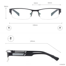 Load image into Gallery viewer, Metal Half Rim Eye Glasses Men Rectangular Optical Eyeglasses Frame For Prescription Lens