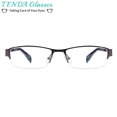 Metal Half Rim Rectangular Eyeglass Frame Classic Business Style Men Glasses For Prescription Lenses Myopia Reading Varifocal