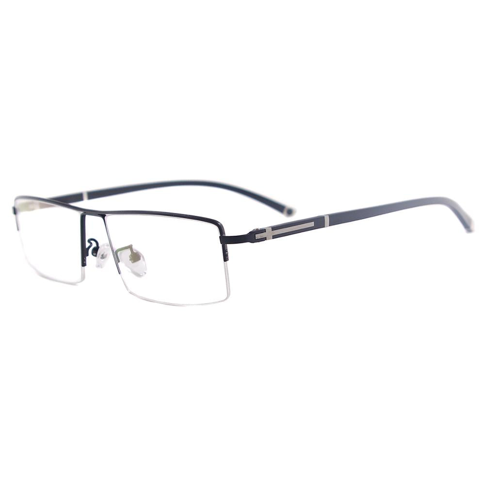 Metal Half Rim Rectangular Men Large Eyeglasses Frame Prescription Glasses For Optical Lenses Myopia Reading Progressive