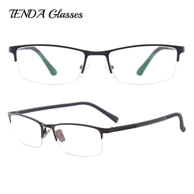 Metal Half Rim Spectacles Men Classic Eyeglass Frame For Myopia & Reading Prescription Lenses