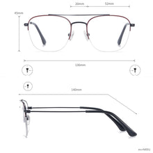 Load image into Gallery viewer, Metal Men And Women Square Half Rim Medium And Colourful Optical Spectacles For Prescription Lenses Myopia Reading