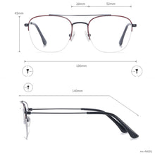 Load image into Gallery viewer, Metal Men And Women Square Half Rim Medium And Colourful Optical Spectacles For Prescription Lenses Myopia Reading