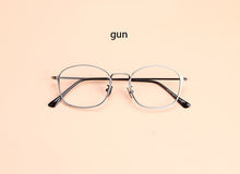 Carica l&#39;immagine nel visualizzatore di Gallery, Metal Oval Optical Glasses For Men Design Blue Gun Coffee Clear Lens Myopia Eyewear Glasses Frame oculos de sol feminino