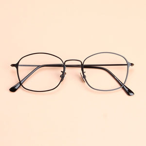 Metal Oval Optical Glasses For Men Design Blue Gun Coffee Clear Lens Myopia Eyewear Glasses Frame oculos de sol feminino