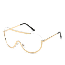 Load image into Gallery viewer, Metal Oversized Clear Sunglasses Women Semi-Rimless Goggles Shield Designer Big Shades Sun Protection GlassesFemale