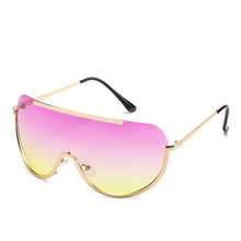 Load image into Gallery viewer, Metal Oversized Clear Sunglasses Women Semi-Rimless Goggles Shield Designer Big Shades Sun Protection GlassesFemale