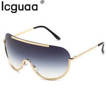 Load image into Gallery viewer, Metal Oversized Clear Sunglasses Women Semi-Rimless Goggles Shield Designer Big Shades Sun Protection GlassesFemale