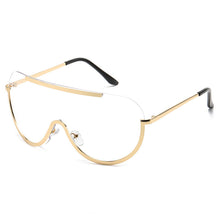 Load image into Gallery viewer, Metal Oversized Clear Sunglasses Women Semi-Rimless Goggles Shield Designer Big Shades Sun Protection GlassesFemale