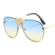 Load image into Gallery viewer, Metal Punk Round Sunglasses With Bee Women 2023 Vintage  Brand Designer Gradient Shades Lens Ladies UV400 Oculos