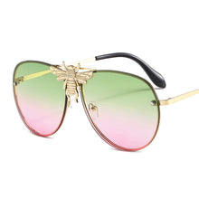 Load image into Gallery viewer, Metal Punk Round Sunglasses With Bee Women 2023 Vintage  Brand Designer Gradient Shades Lens Ladies UV400 Oculos