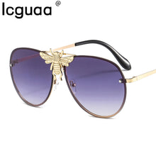 Load image into Gallery viewer, Metal Punk Round Sunglasses With Bee Women 2023 Vintage  Brand Designer Gradient Shades Lens Ladies UV400 Oculos