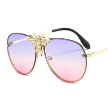 Load image into Gallery viewer, Metal Punk Round Sunglasses With Bee Women 2023 Vintage  Brand Designer Gradient Shades Lens Ladies UV400 Oculos
