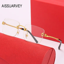 Carica l&#39;immagine nel visualizzatore di Gallery, Metal Rimless Frames for Men Rectangle Optical Eyeglasses Prescription Eye Glasses Frame with Clear Lenses Golden Silver