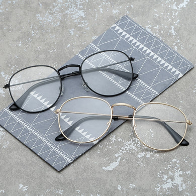 Metal Round Glasses Frame Women Vintage Eyeglasses Frame Women/Men Mirror Eyewear Frame Men Anti-Blue Light Glasses Women