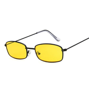 Metal Square Sunglasses Men Retro Brand Travel Small Rectangle Sun Glasses Male Black Yellow Red Mirror Vintage Oculos De Sol