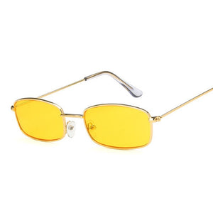 Metal Square Sunglasses Men Retro Brand Travel Small Rectangle Sun Glasses Male Black Yellow Red Mirror Vintage Oculos De Sol
