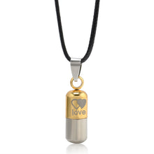 Carica l&#39;immagine nel visualizzatore di Gallery, Metal Urn Cremation Save Love Can Open Pills Pendant Necklace Ash Holder Mini Keepsake Jewelry Silver