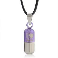 Carica l&#39;immagine nel visualizzatore di Gallery, Metal Urn Cremation Save Love Can Open Pills Pendant Necklace Ash Holder Mini Keepsake Jewelry Silver