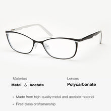 Load image into Gallery viewer, Metal Women Cat Eye Glasses Frames For Women Vintage Spectacles Transparent Black and White Eyeglasses Frames#TWM7559C2