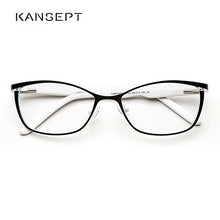 Load image into Gallery viewer, Metal Women Cat Eye Glasses Frames For Women Vintage Spectacles Transparent Black and White Eyeglasses Frames#TWM7559C2